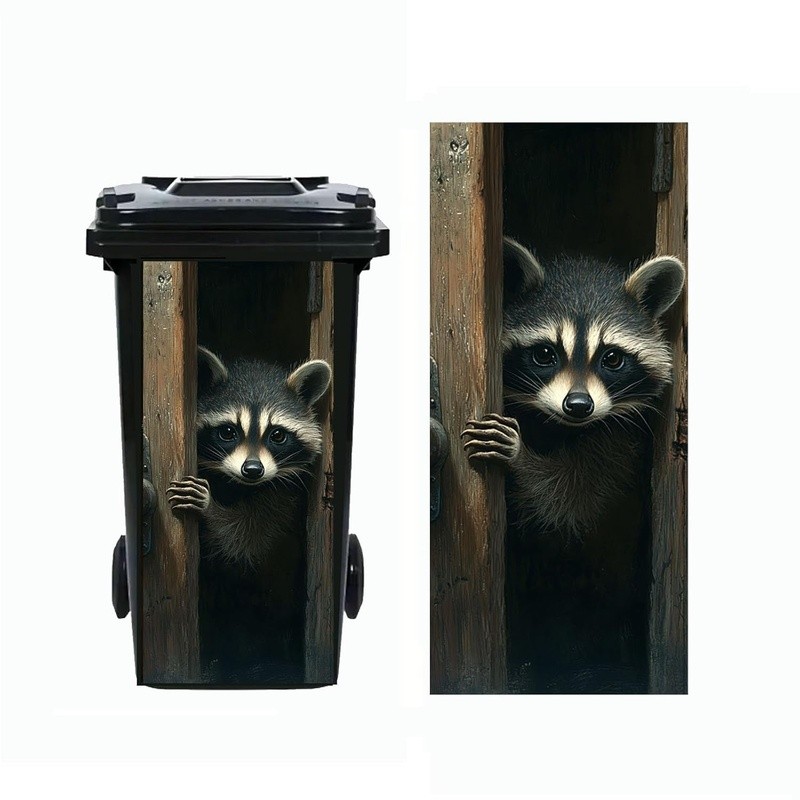 Animal Pattern Trash Can Decal Funny DIY Sticker Large Bin Decor Outdoor Use