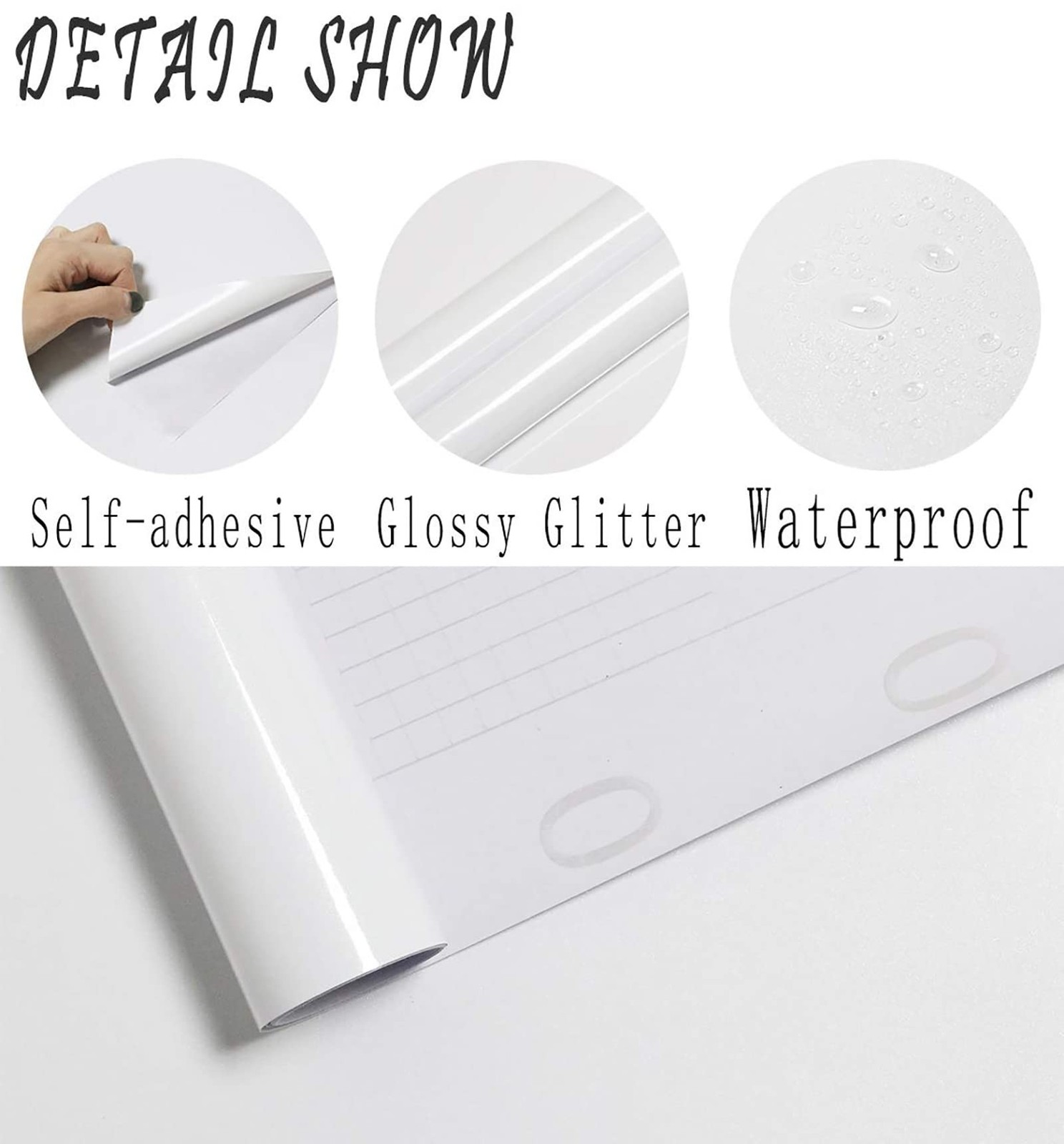 Contact Paper Glossy White for Countertops Removable Contact Paper White Peel…