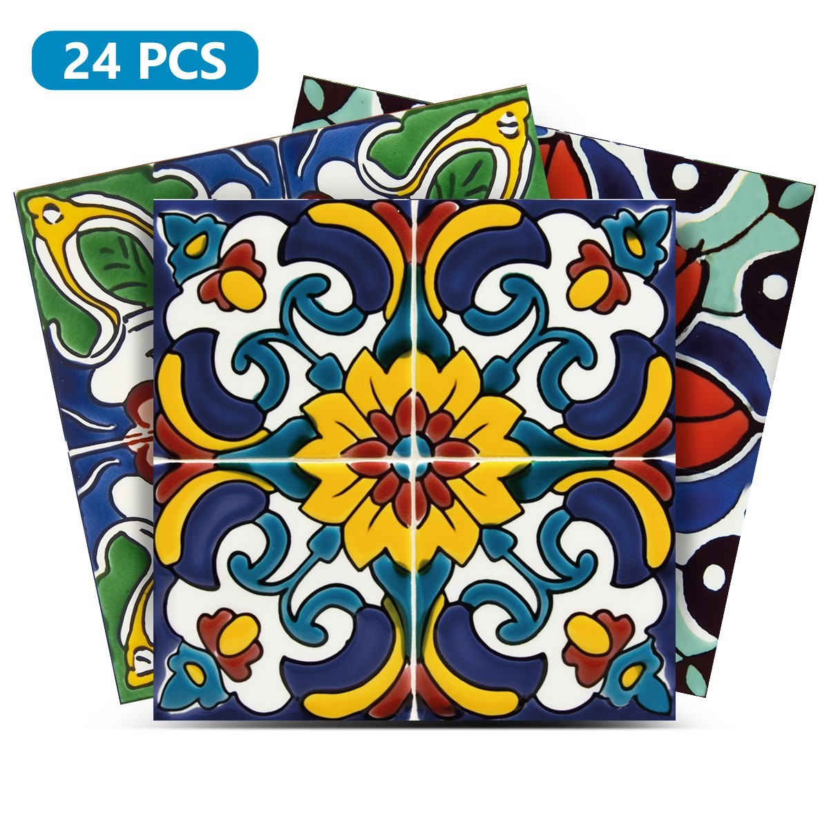 Peel Snd Stick Tile Stickers 24 Unit Pack Vintage Floral