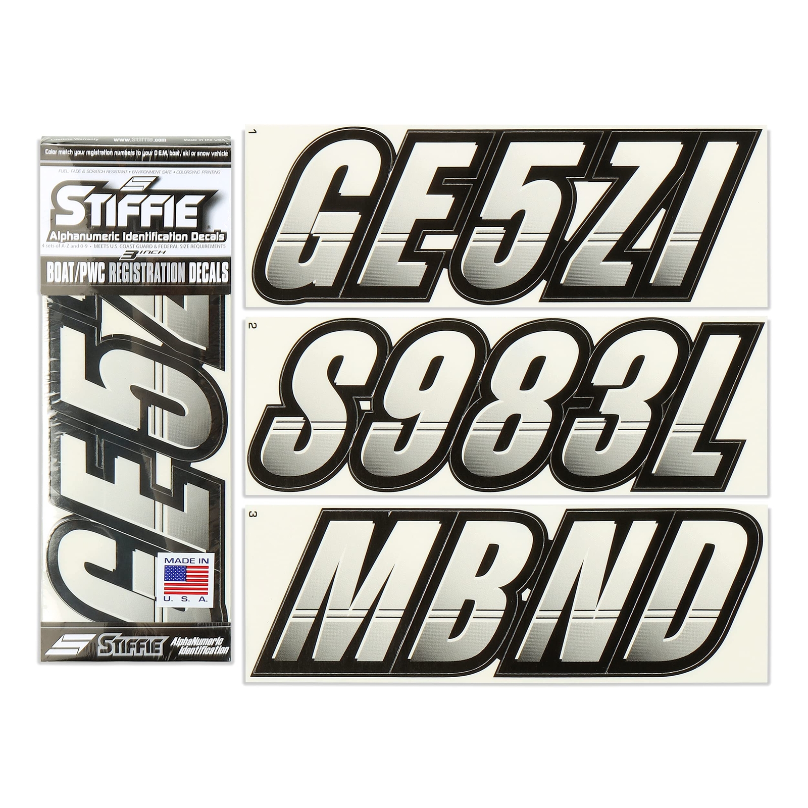 Techtron Transparent/black 3" Dot Decal Kit Registration Numbers Vinyl Lettering