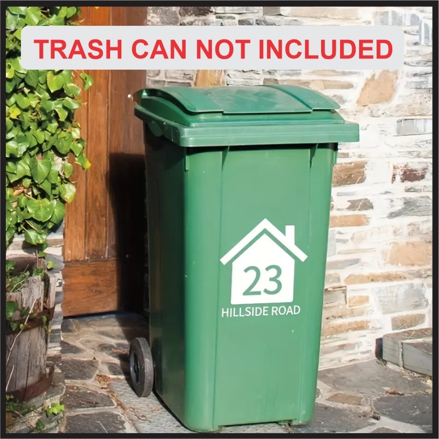 Custom Trash Can Address Stickers House Number Decal 6" 8" 10" 5yr Outdoor Vinyl