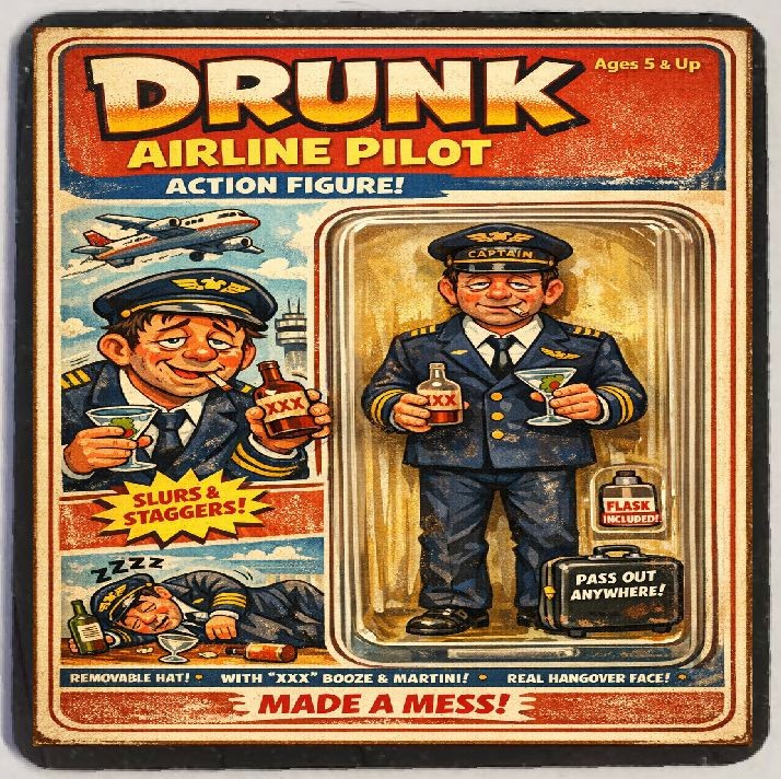Action Figure Funny Drunk Pilot Refrigerator Magnet M282
