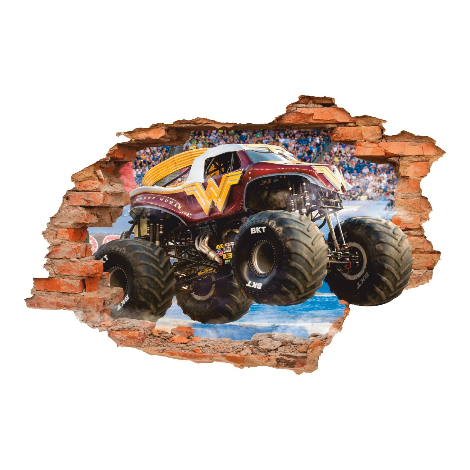 Monster Truck 3D Wall Decal, Monster Truck Wall Sticker, Spots Car, Decor