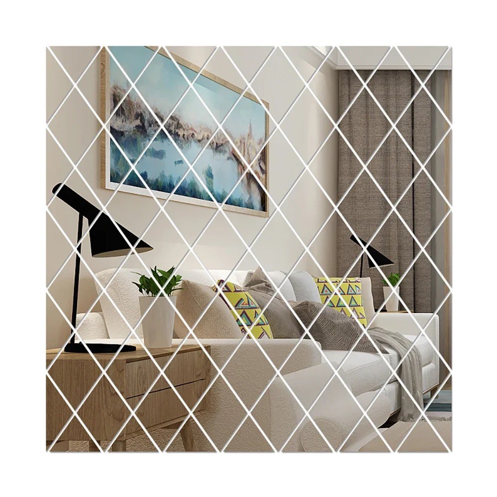 DIY Acrylic 3D Triangle Mirror Wall Stickers Self Adhesive Diamond Home Decor