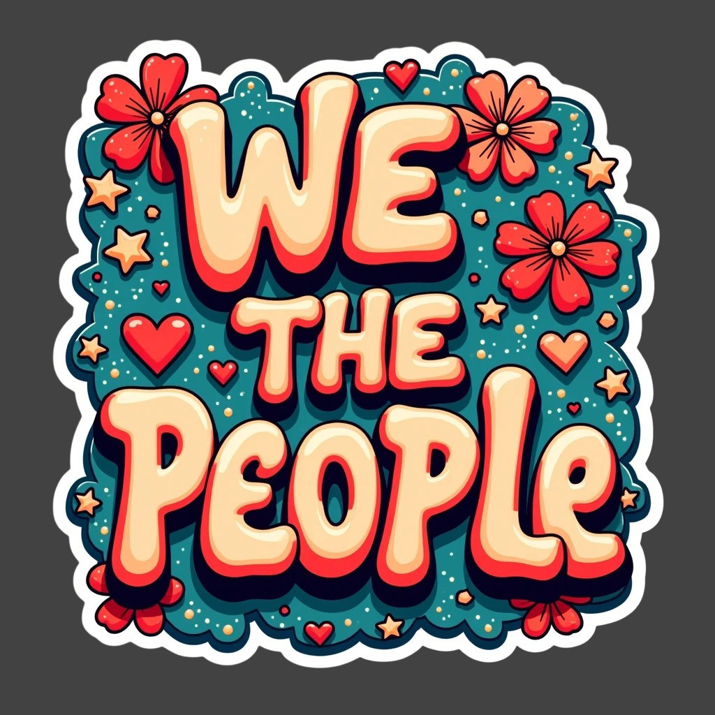 We The People Sticker Vinyl Decal Retro Floral Patriotic USA America 250