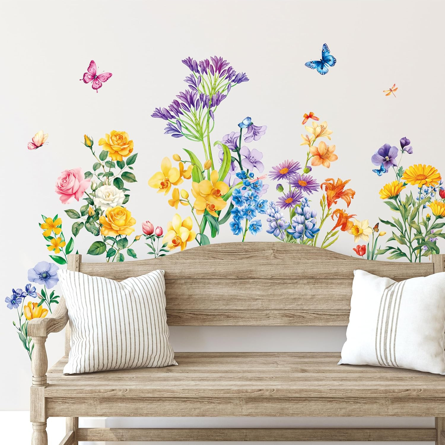 113 PCS Flower Wall Decals, Self-Adhesive Vinyl Wall Stickers, Wildflower, Butte