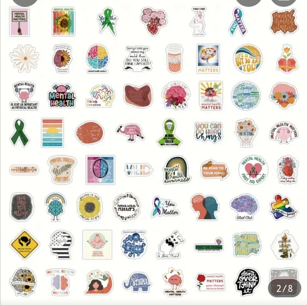 20 PCS Mental Health Illness Awareness Inspirational Stickers 2 BRAND NEW