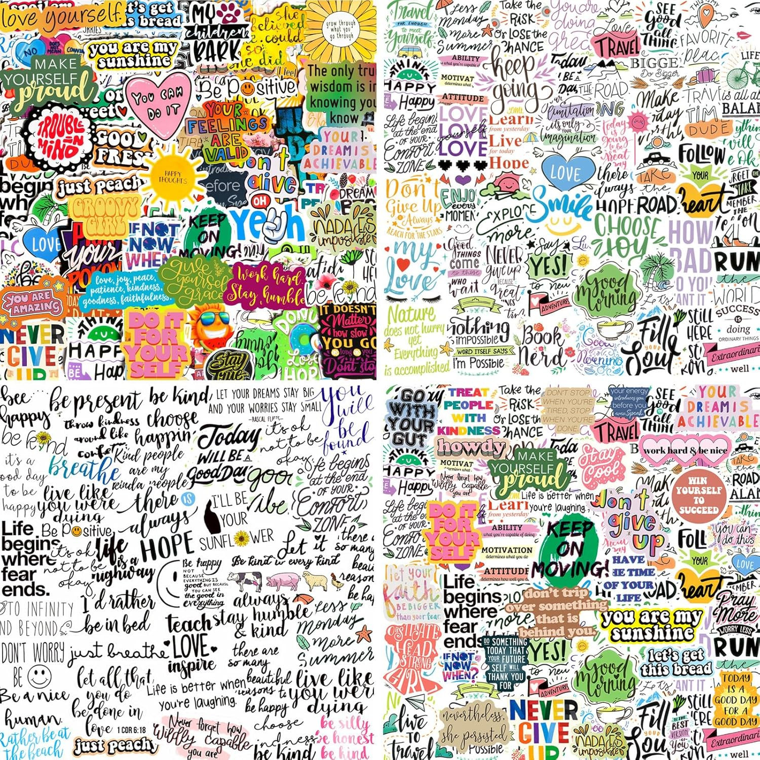 300PCS Positive Motivational Words Stickers for Adults, Waterproof Vinyl Inspira