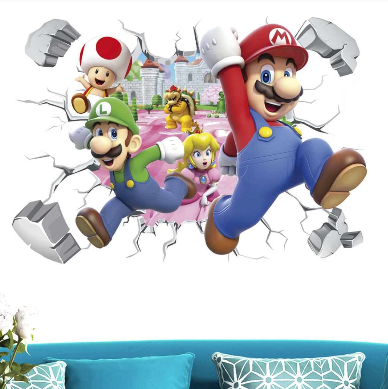 3D Super Mario Bros Lugi Removable HUGE Wall Stickers Decal Kids Home Decor USA