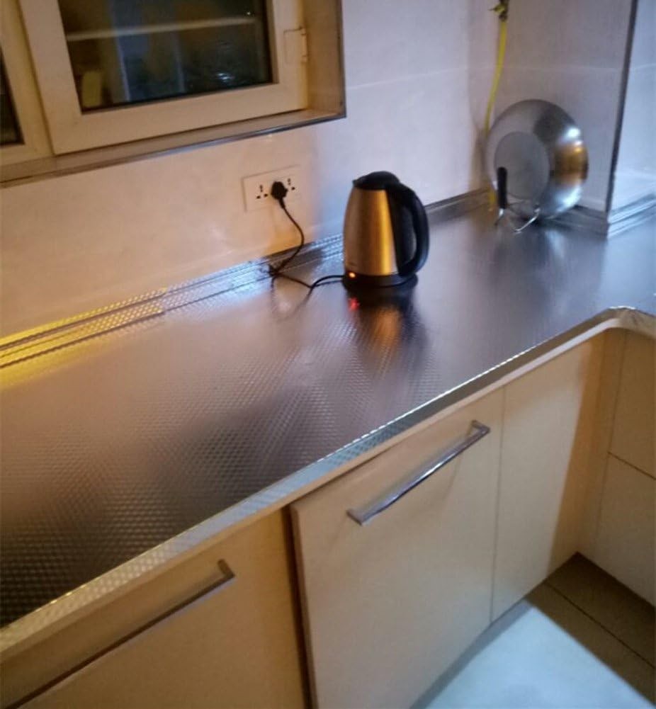 Kitchen Waterproof Aluminum foil Stickers Anti Greasy Counter, 15.7X118.1 inches