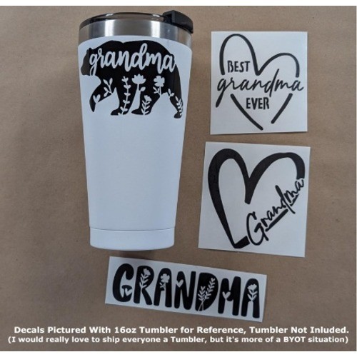 Grandma Vinyl Decal Stickers 5 in Heart Bear Best Grandma Ever Black NEW