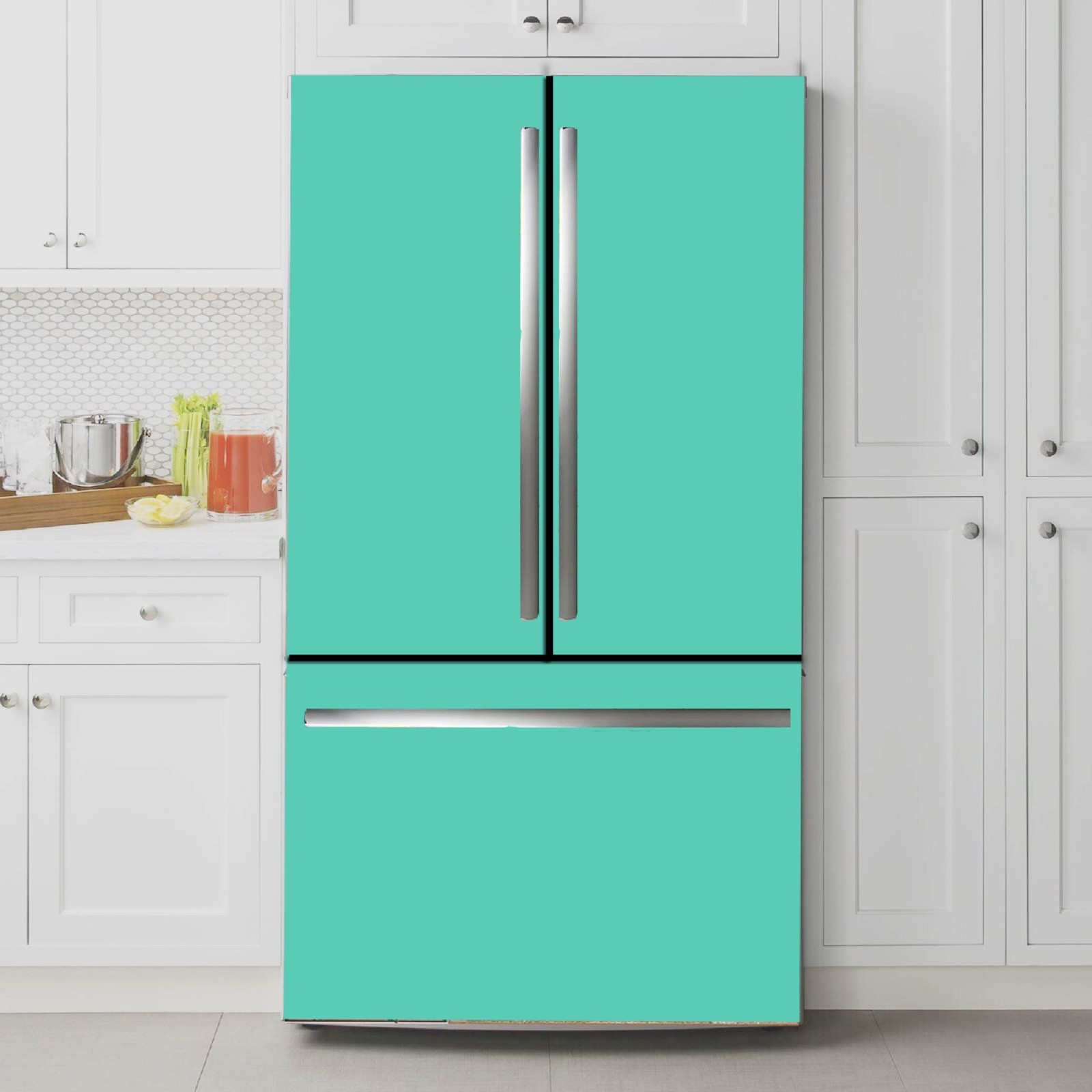 Mint Color Refrigerator Door Cover Solid Color Vinyl Wrap
