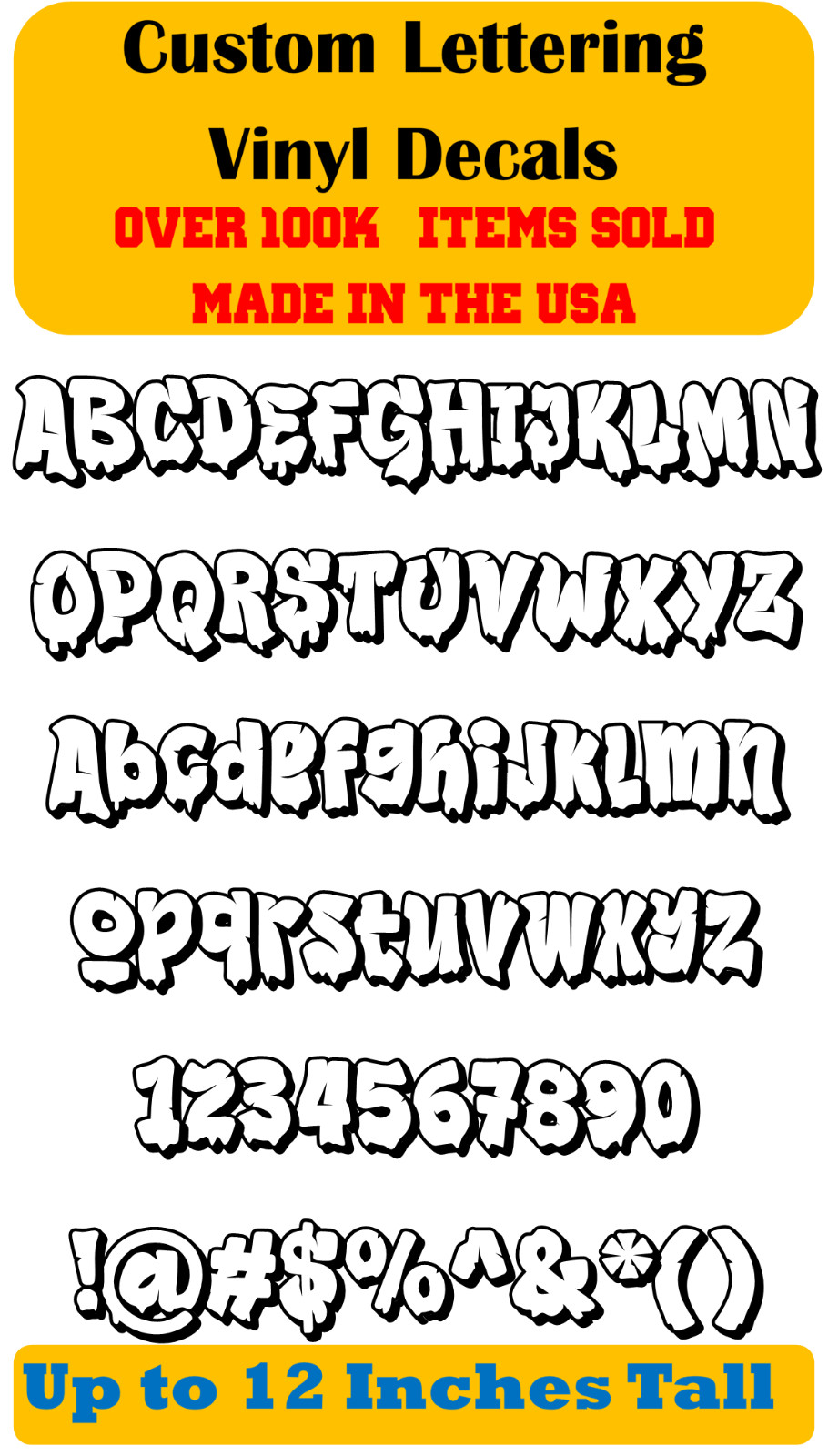 Custom Personalized Decal Vinyl Lettering Text Business Sign Graffiti Font vJ