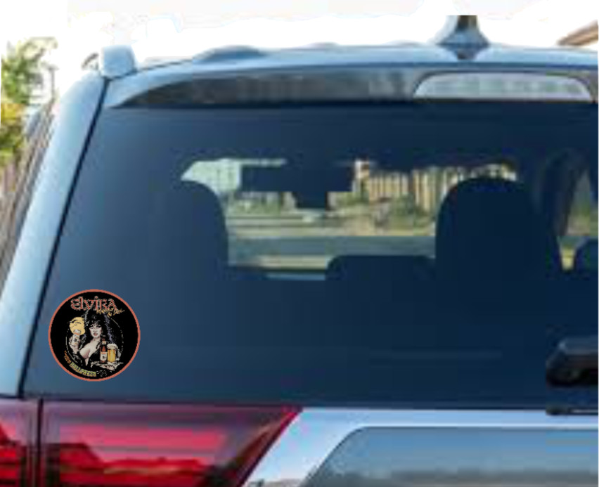 Halloween – Elvira Fright Light Beer – 4" Decal Car Cooler Laptop Decor Tumbler