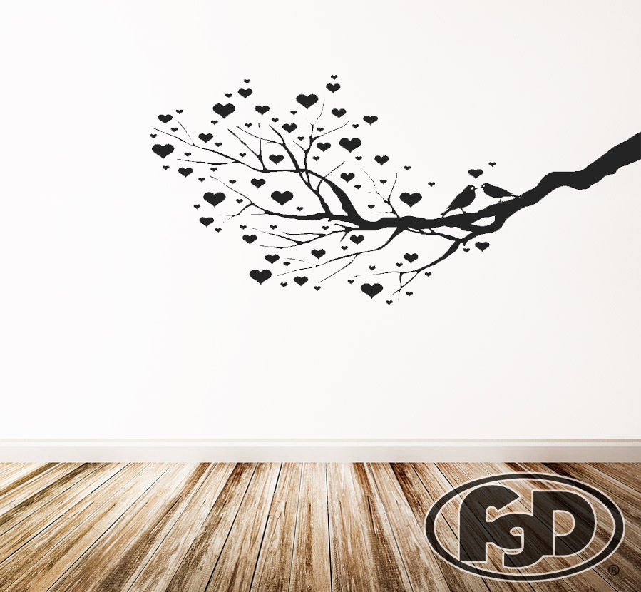 FGD Heart Tree Vinyl Wall Decal / Sticker in Black or White 20" x 42"