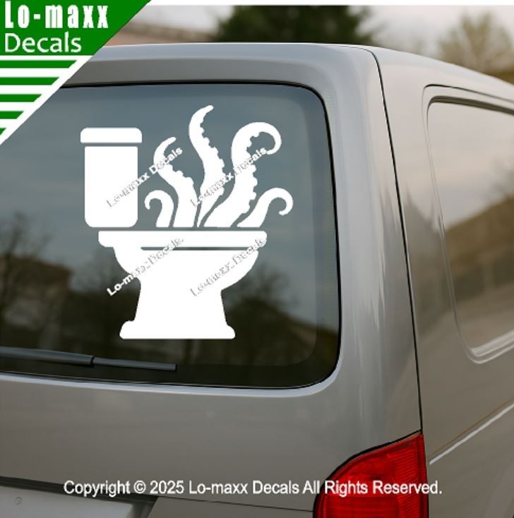 Octopus Tentacles Toilet Pictogram Restroom Vinyl Decal Unnatural Origins