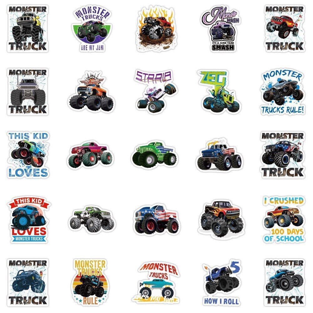 MONSTER TRUCKS Vinyl Stickers ~OFF-ROAD Are My Jam LOVE Rules~ WATERPROOF Decals