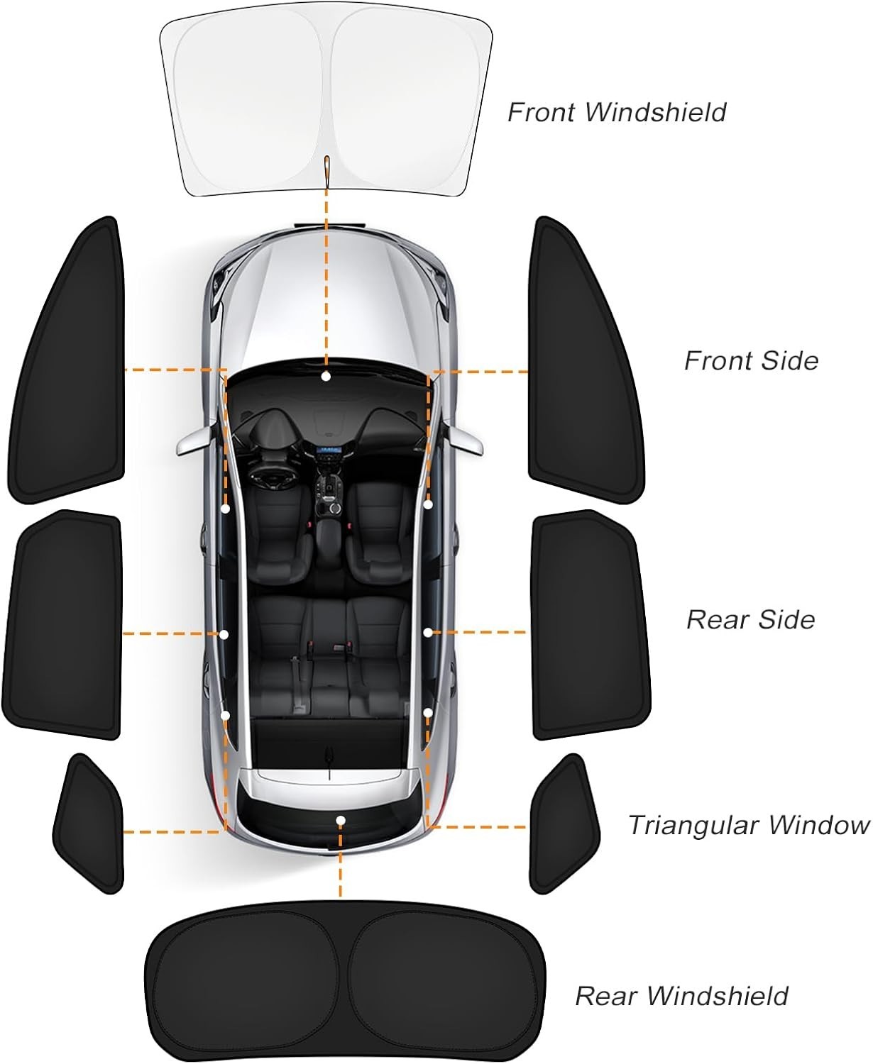 Car Window Shades for Tesla Model S 2012-2025 2026 (No for Plaid or Long Range)
