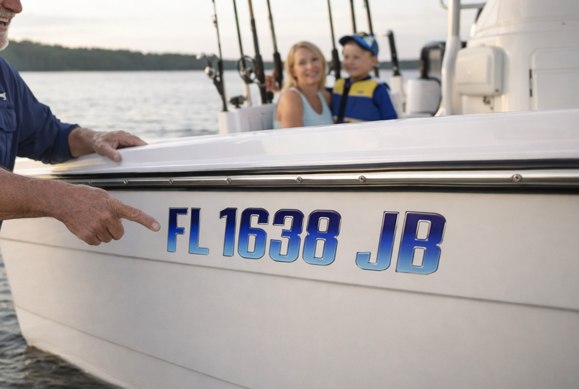 BLUE RAISED BOAT REGISTRATION NUMBERS • 3D DOMED DECALS • BOAT & JET SKI • WATER
