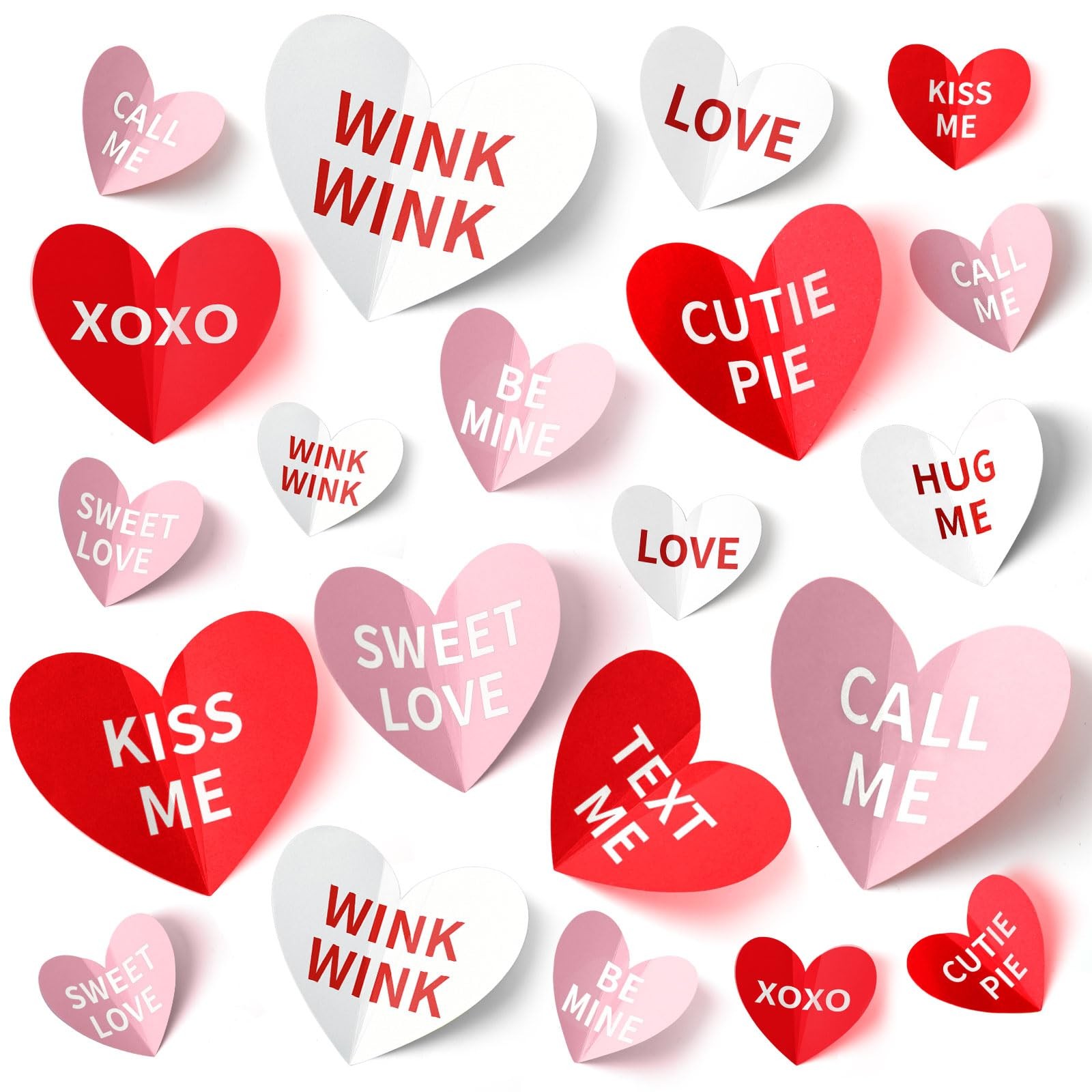 60PCS Valentine's Day Heart Wall Stickers, Valentines Wall Pink Red Decoratio…