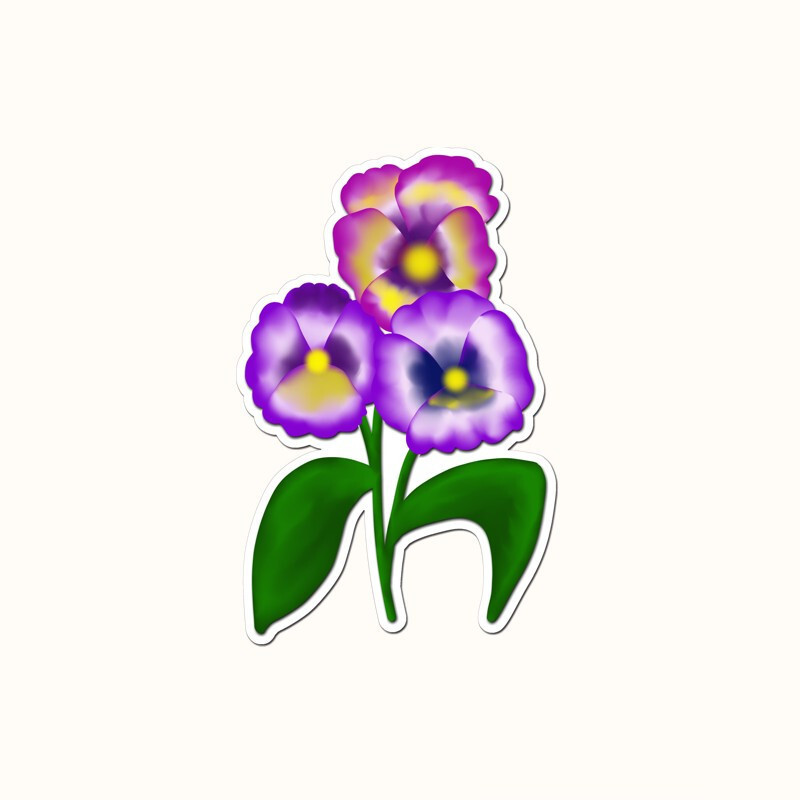 Pansy Flower Vinyl Sticker Beautiful Waterproof Floral Decals Die Cut Car Laptop