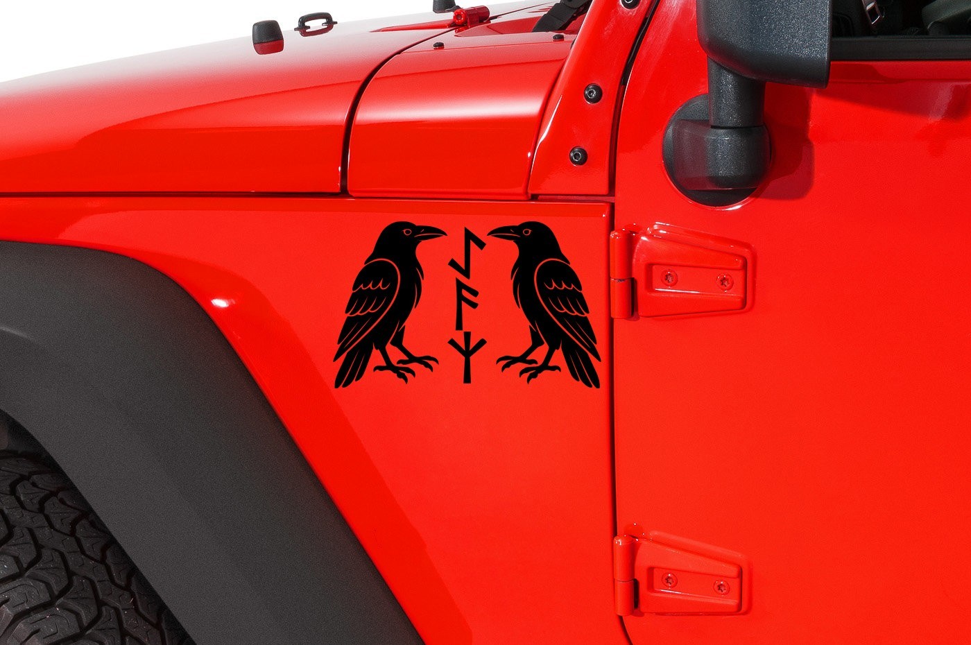 Viking Ravens with Futhark Runes Vinyl Decal Norse Celtic Nordic Symbol Sticker