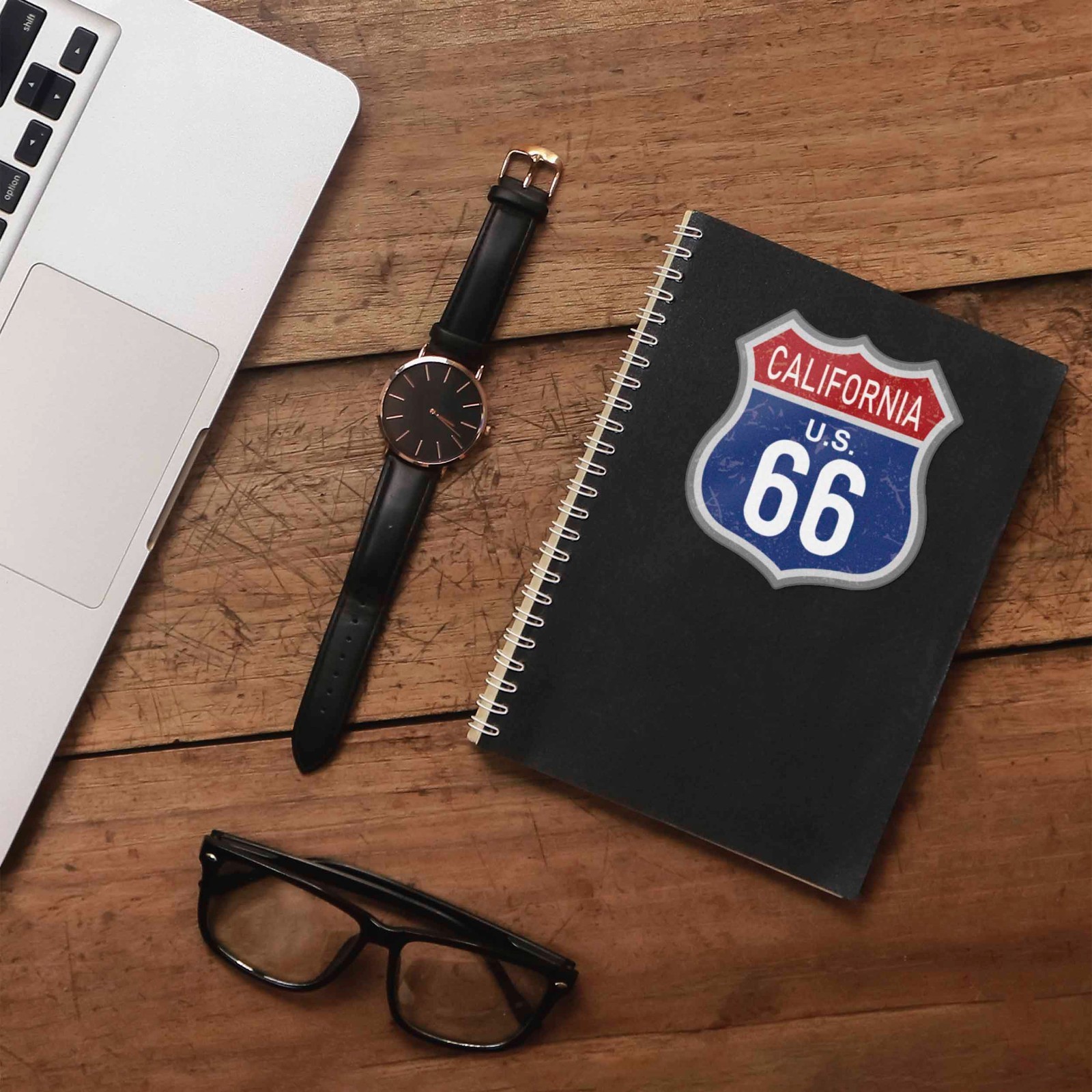 California Blue Route 66 Sticker – Cool CA Vintage Highway Sign Decal for Laptop