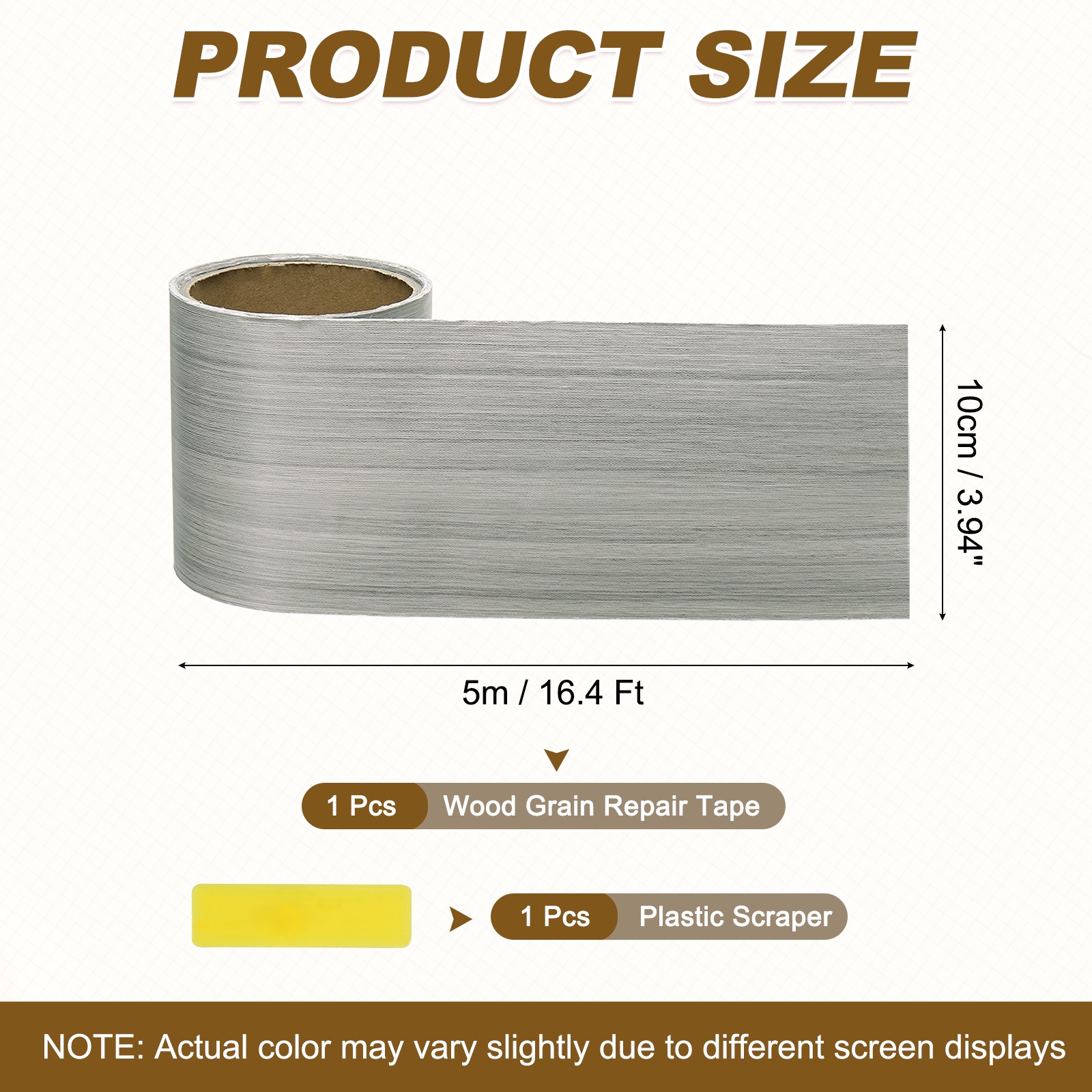 Wood Grain Repair Tape, 3.94 Inch x 16.4 ft Self Adhesive, Dark Grey