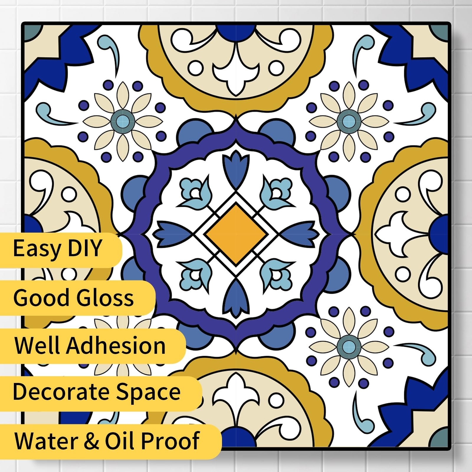 12 Pcs(6"x6") Retro Mexican Tile Stickers Peel and Stick Decorative Backsplas…