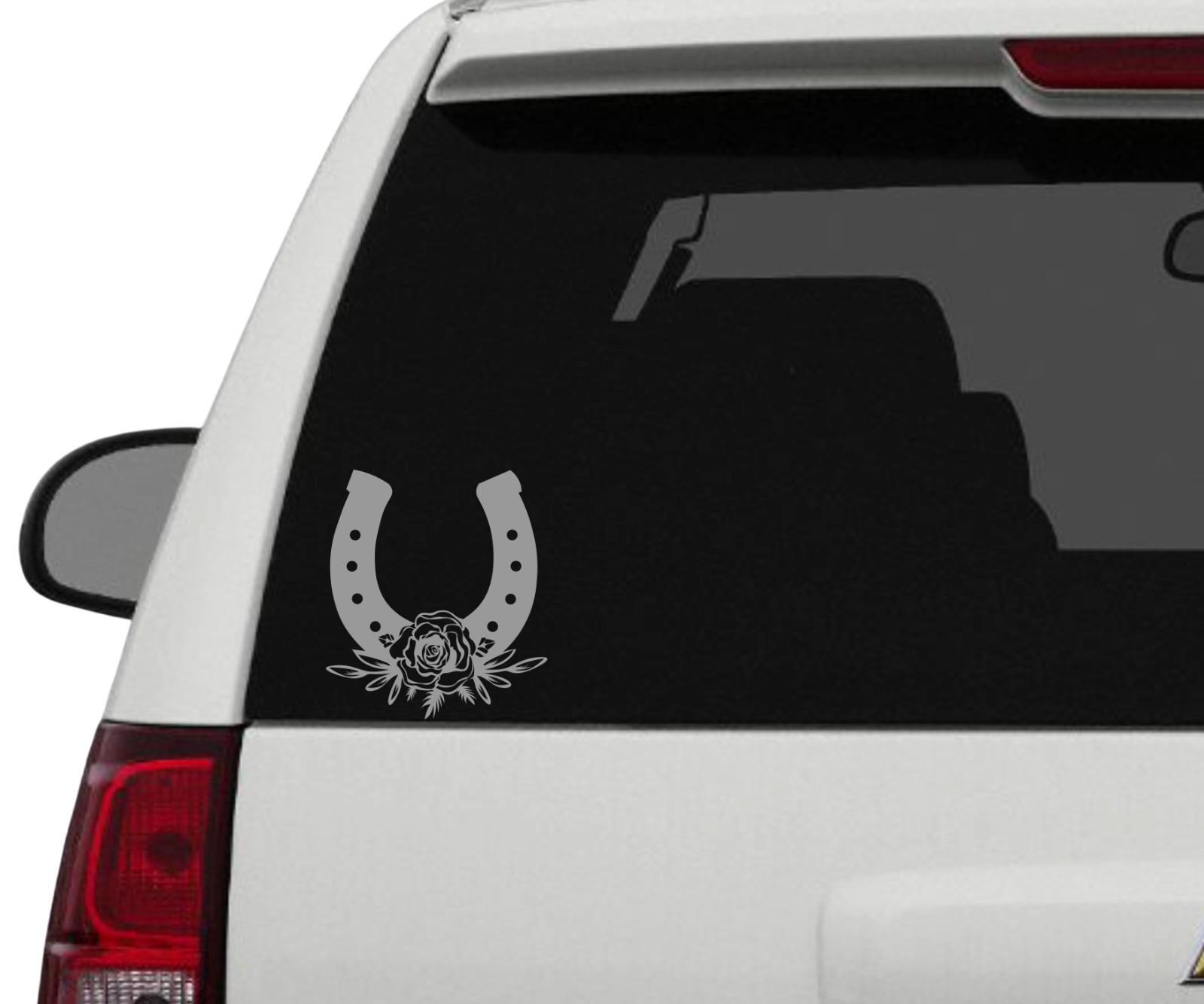 Floral Horseshoe Vinyl Decal Sticker Car SUV Truck Window Wall Tablet Laptop