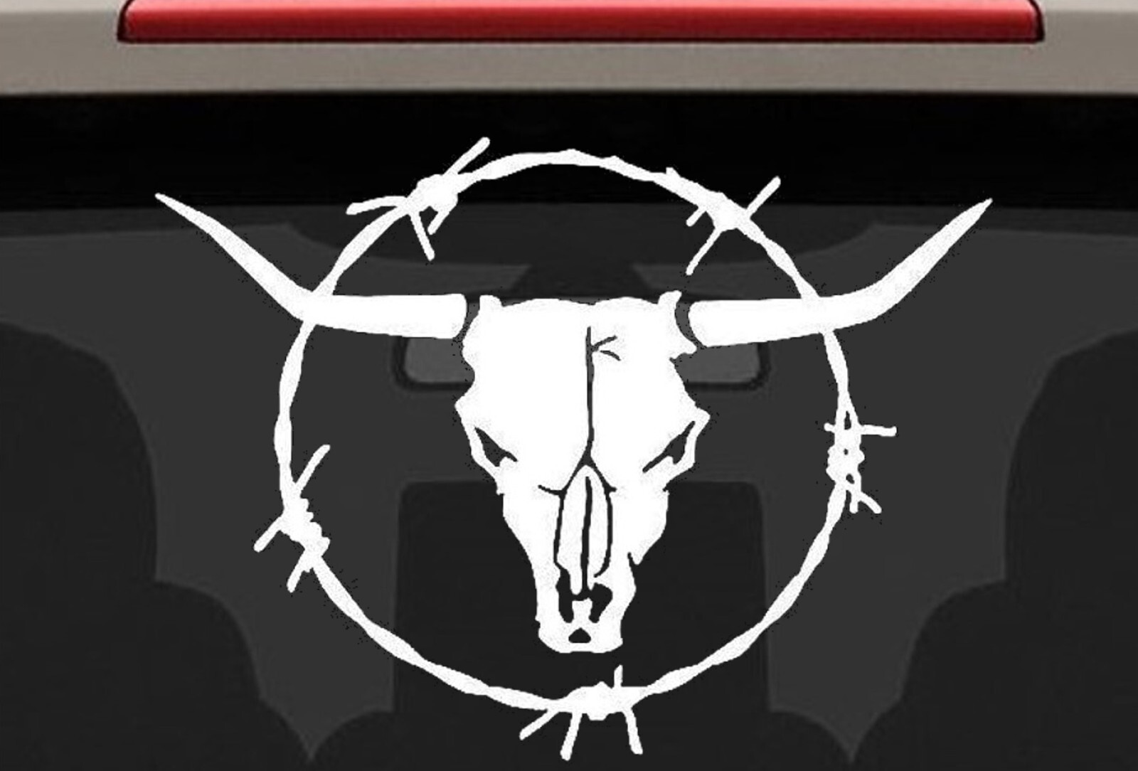 Longhorn Bull Cow Skull Barb Barbed Wire Decal Sticker Truck Suv Trailer L1035