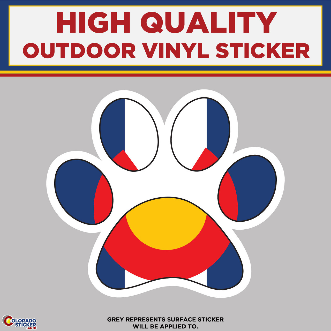 Dog Paw Colorado Flag, Animal Lover, High Quality Vinyl Stickers