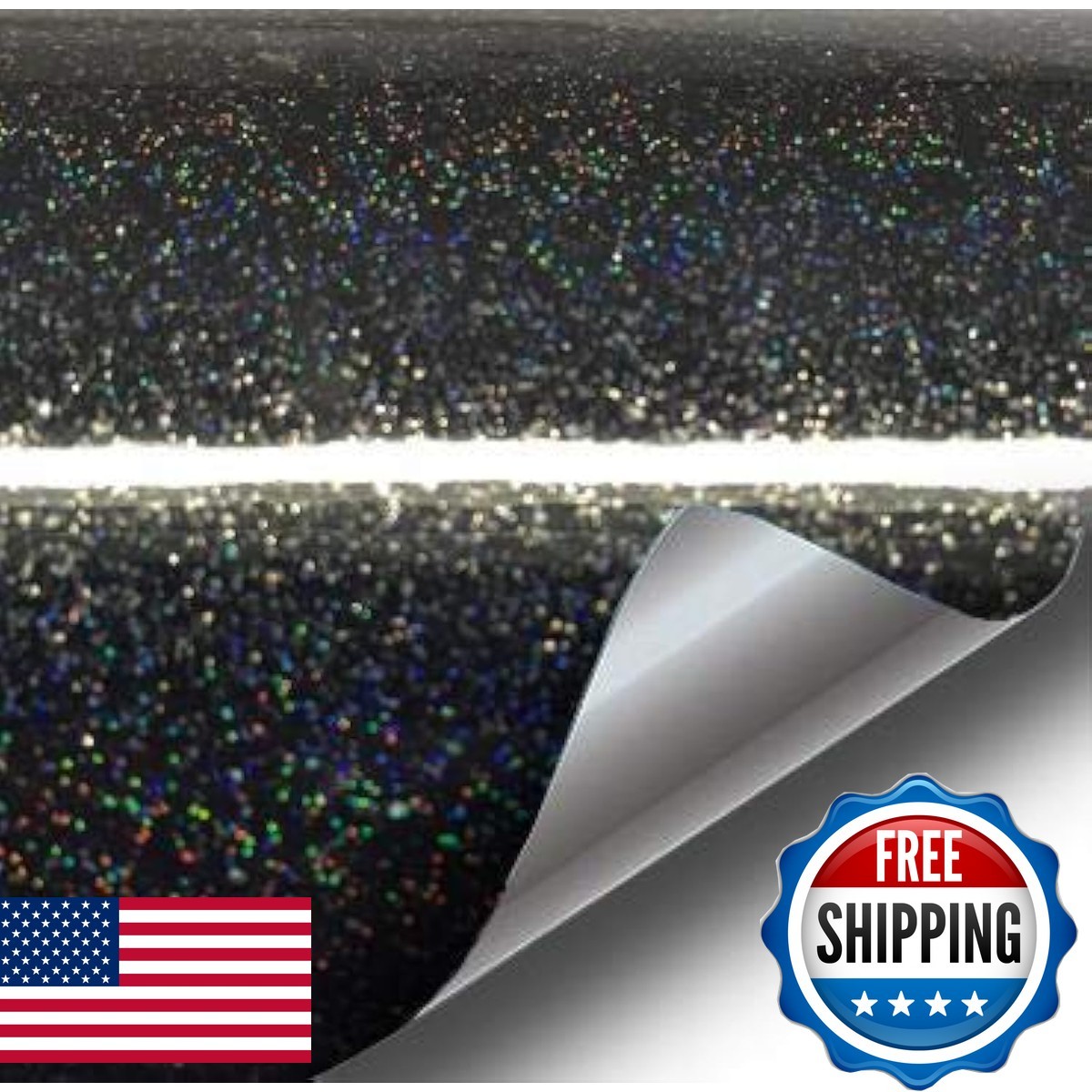 VViViD Gloss Rainbow Black Metallic Sparkle Vinyl Adhesive Wrap (2ft x 5ft)