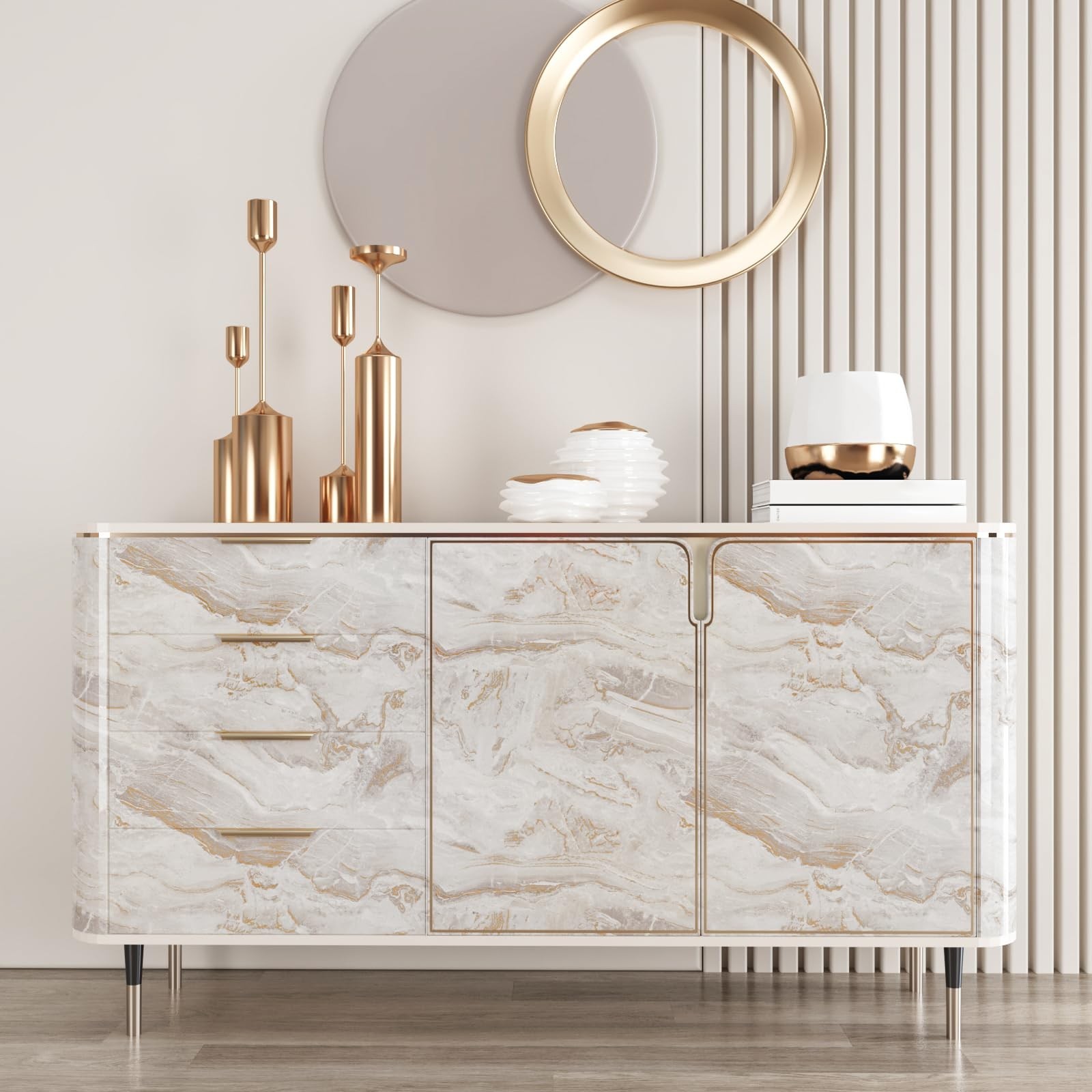 CRE8TIVE 24"x118" Beige Gold Marble Contact Paper for Countertops Waterproof …