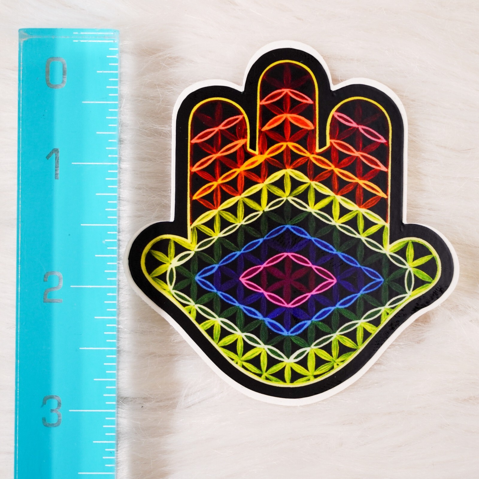 Hamsa of God Flower of Life Eye Vinyl Waterproof Sticker Rainbow Laptop Decal