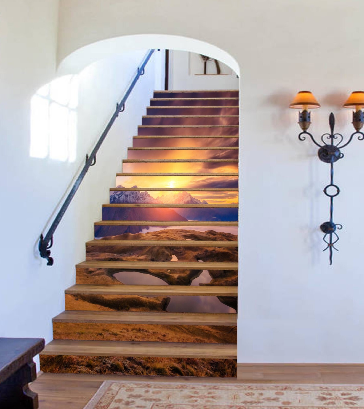3D Sunset Mountain AZ1380 Stair Risers Decoration Mural Vinyl Wallpaper Kay