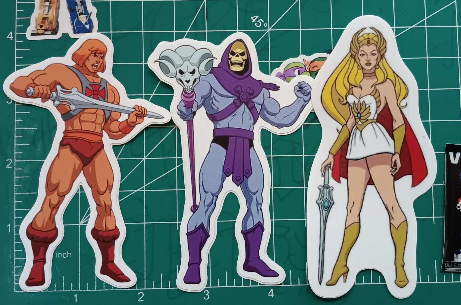 HE-MAN X SKELETOR X SHERA X VYNIL DIE-CUT STICKER LOT OF 4 X 4X4
