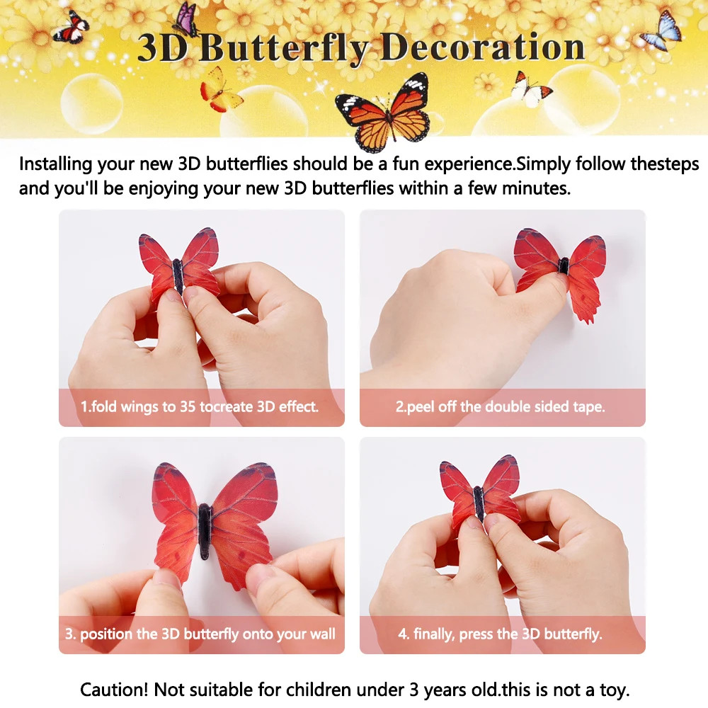 Butterfly Wall Stickers 12/24pcs 3d Luminous for Home Kids Bedroom Living Room