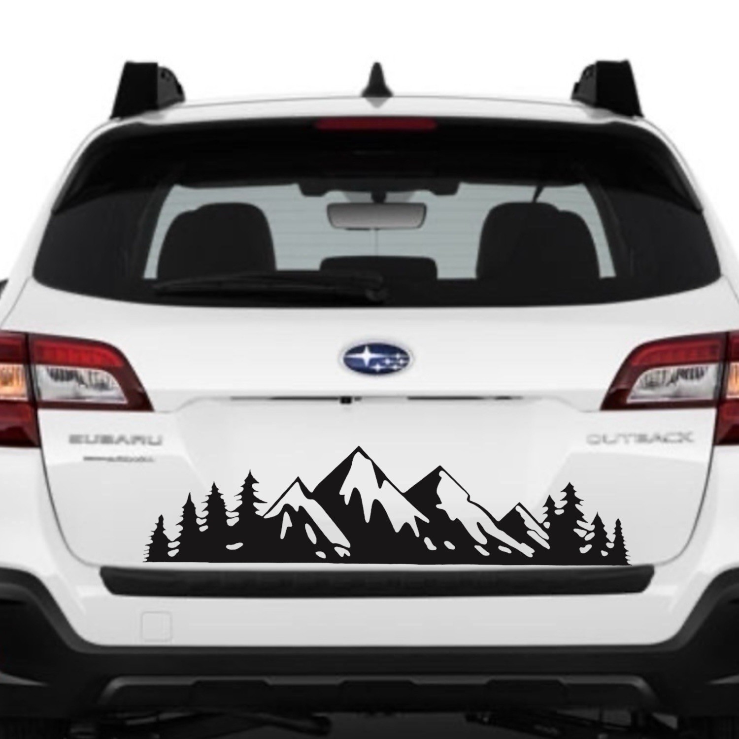 MOUNTAIN RANGE TREE LANDSCAPE SCENE Vinyl Decal for Car Jeep Truck