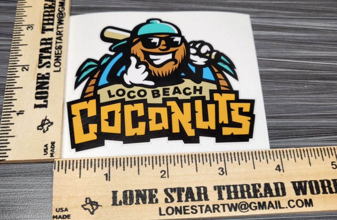 LAMINATED LOCO BEACH COCONUTS BANANA BALL STICKER
