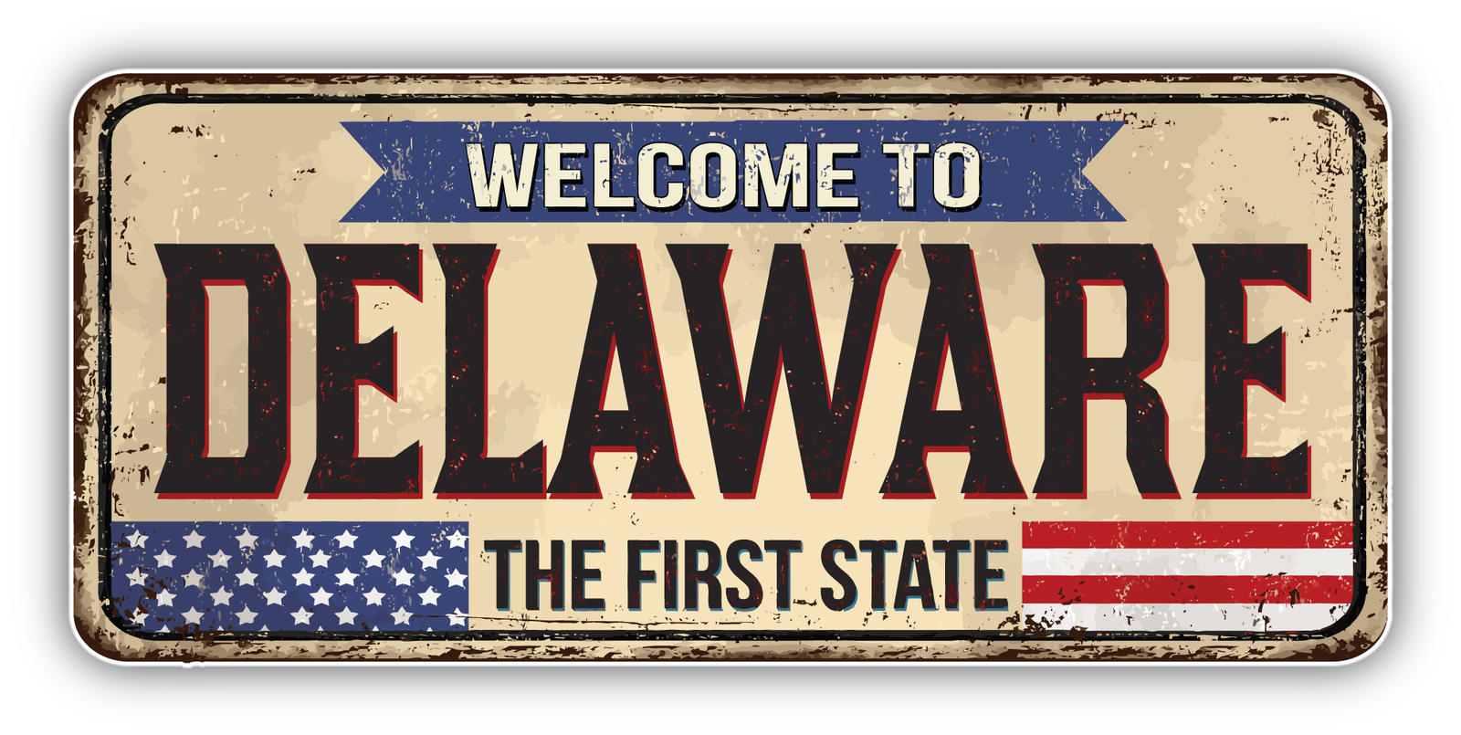 Delaware USA State Grunge Retro Vinyl Sticker Decal