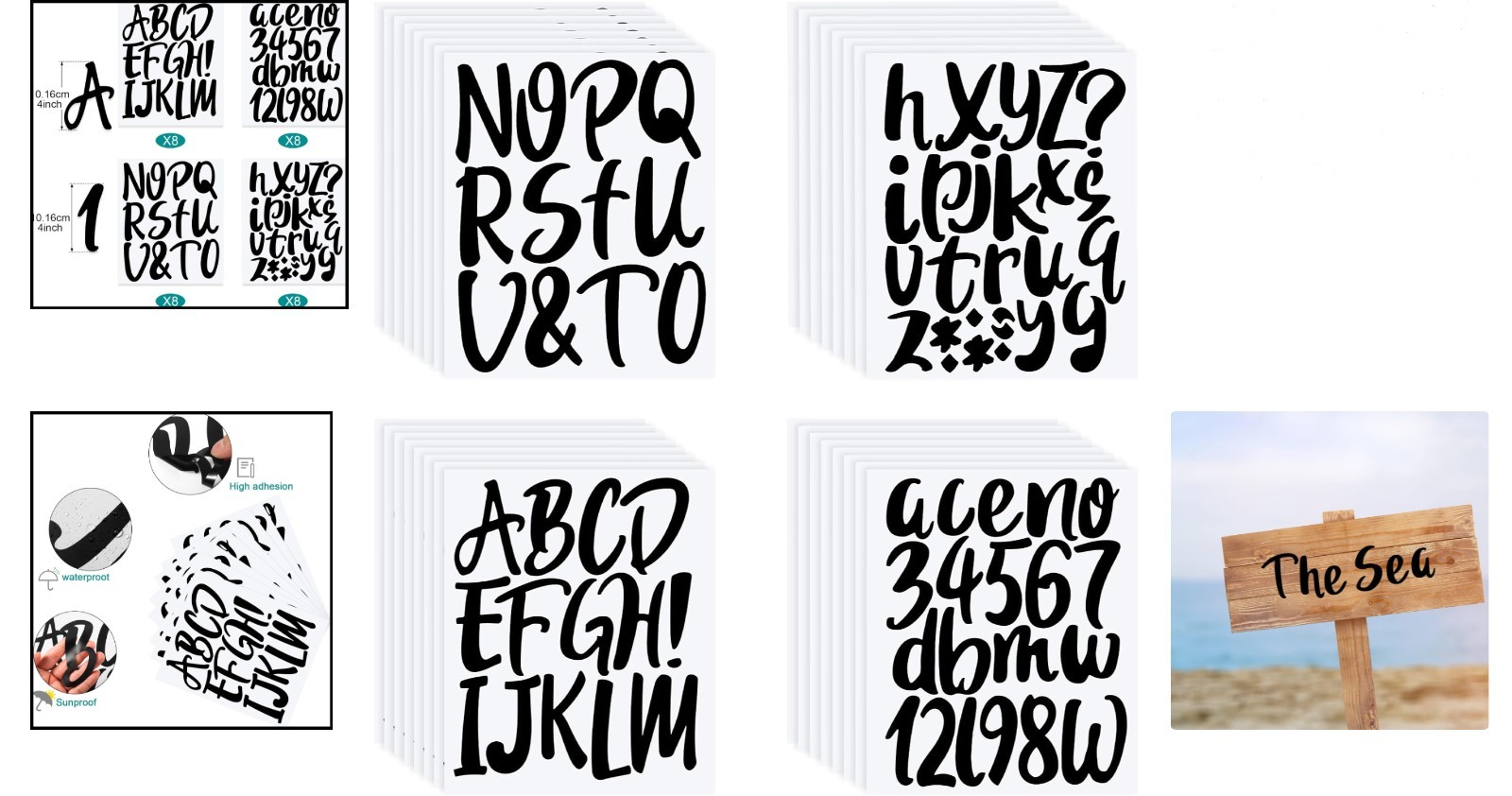Complete 8-Sheet Vinyl Letter Sticker Set – 576 Pieces for Creative Projects