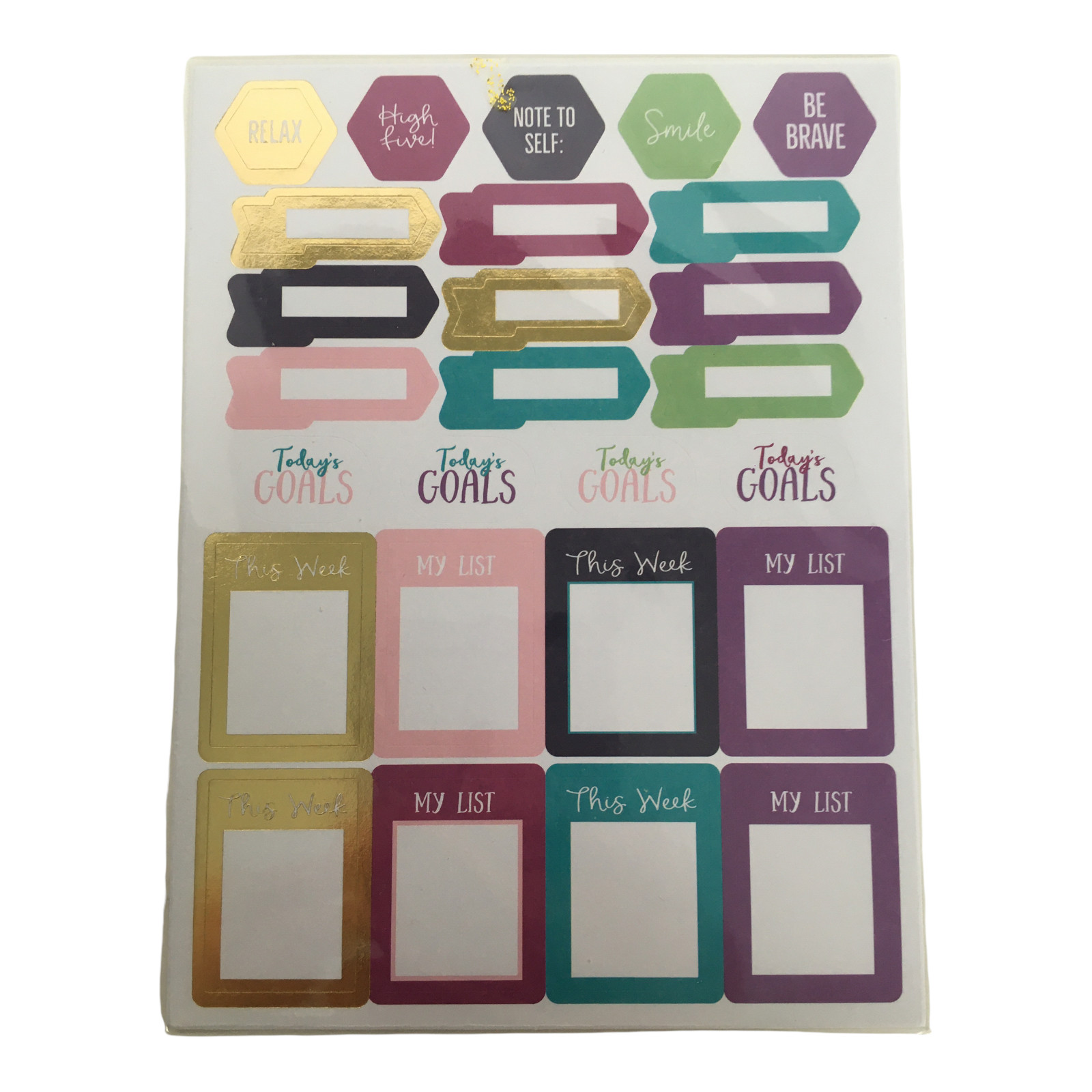 Pen and Gear Stickers 4 Sheets Todays Goals Weekly Planner Shopping To Do Lists