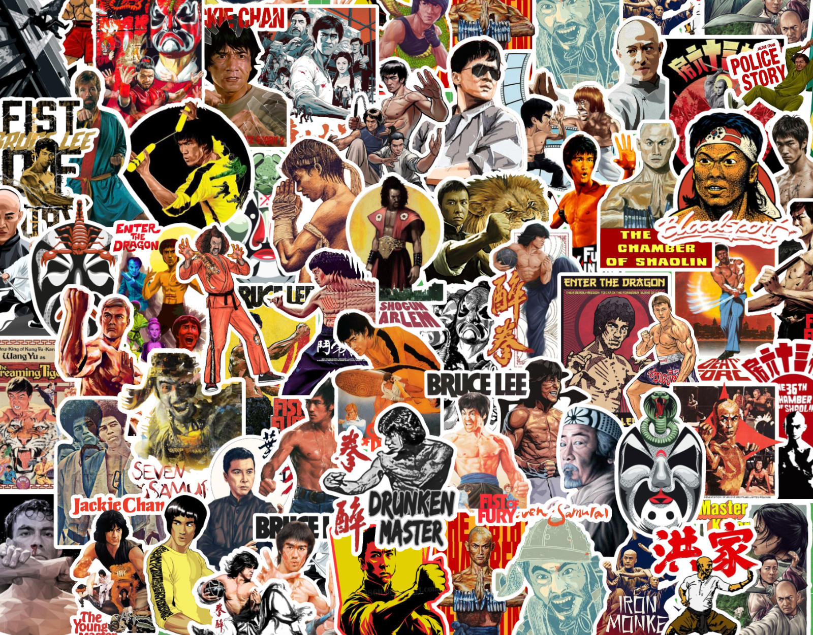 25/50 Kung-Fu Sticker Pack-Waterproof Vinyl-Bruce Lee Martial Arts Shaolin Japan