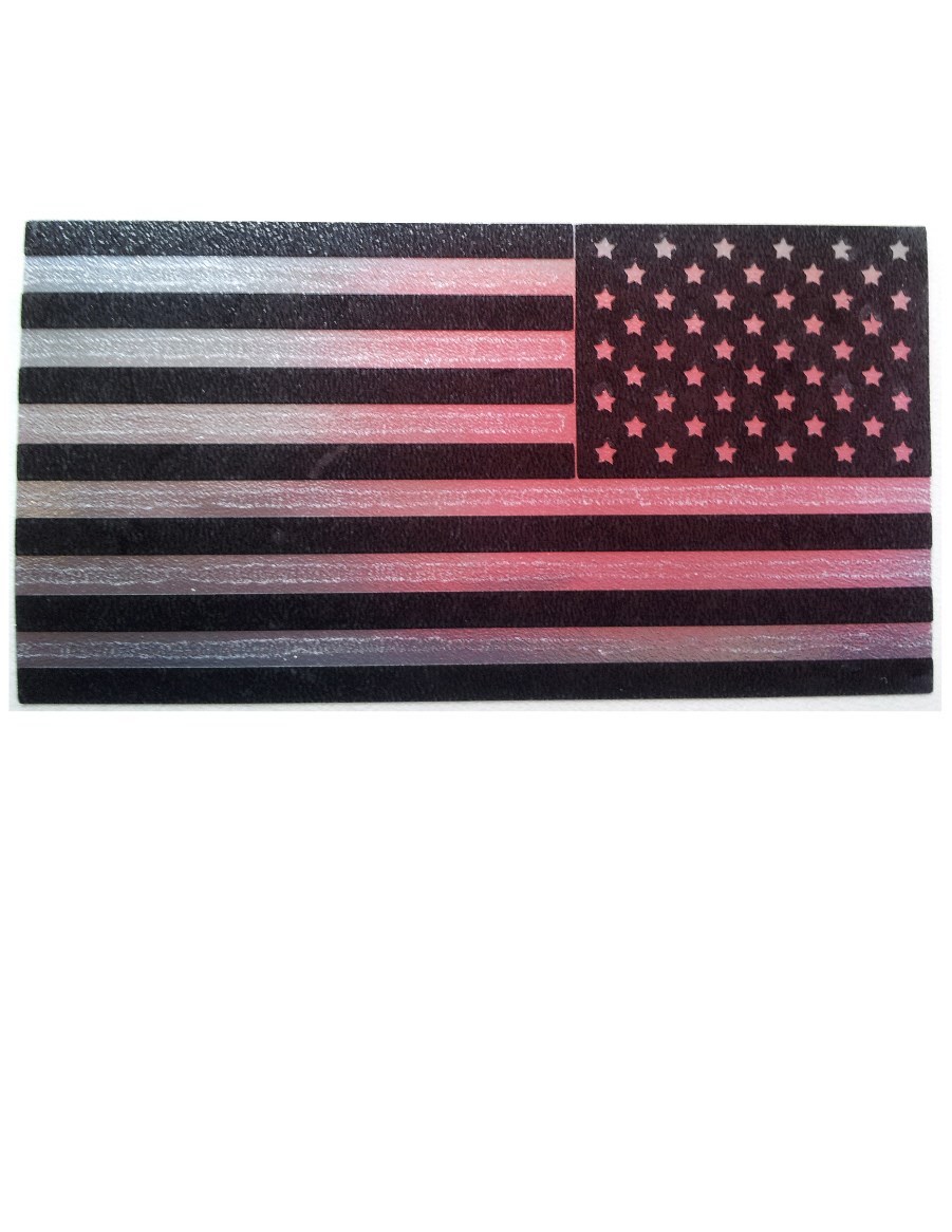 USA FLAG BLACK/CHROME SILVER LH/REVERSED Vinyl Window Decal/Sticker