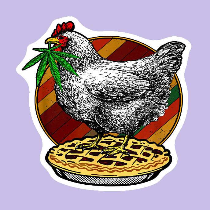 Weatherproof Chicken Pot Pie Weed Stickers Vinyl Decal Added Layer UV Safe Humor