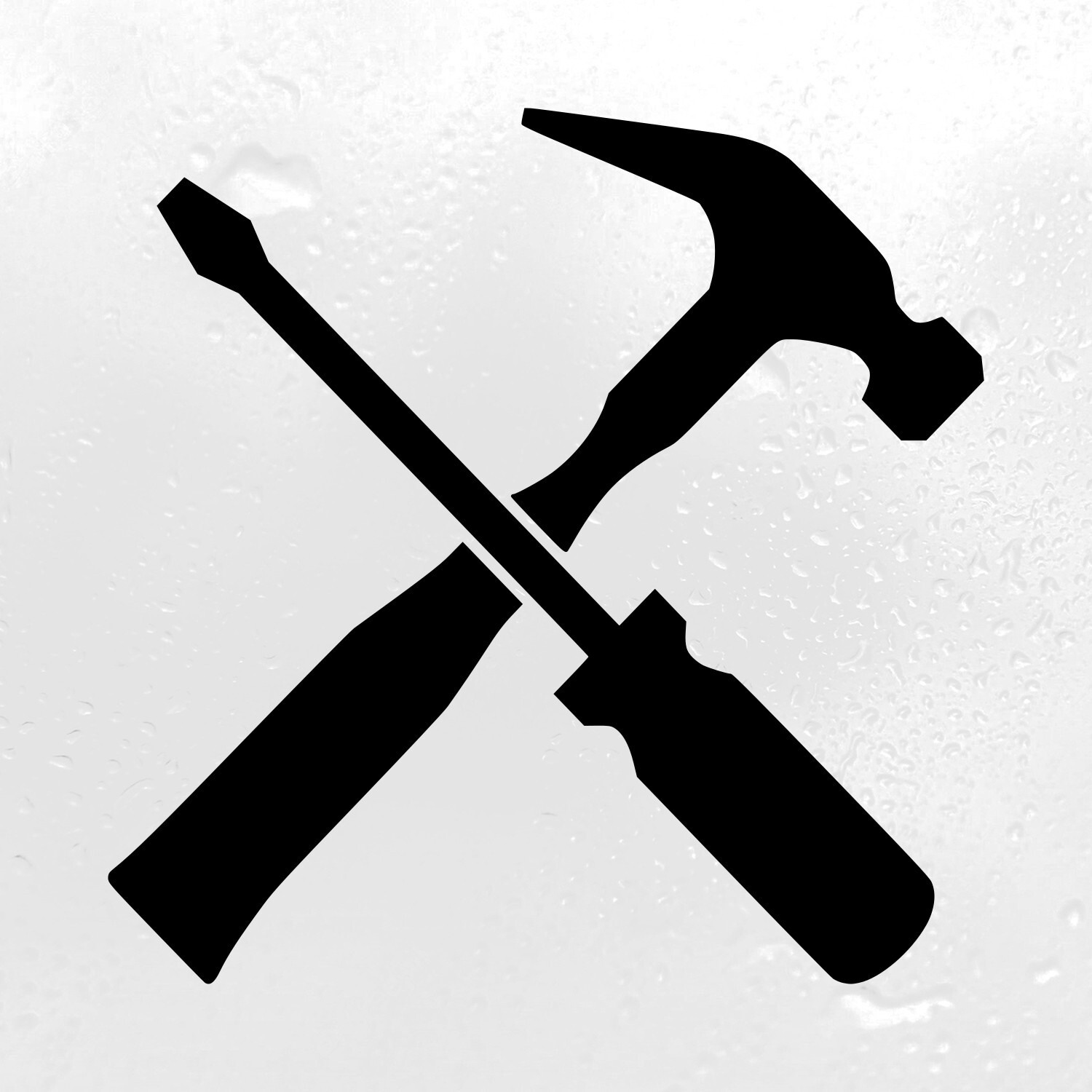 Crossed Hammer Screwdriver Vinyl Decal | Handyman Mechanic Tools Die Cut Sticker