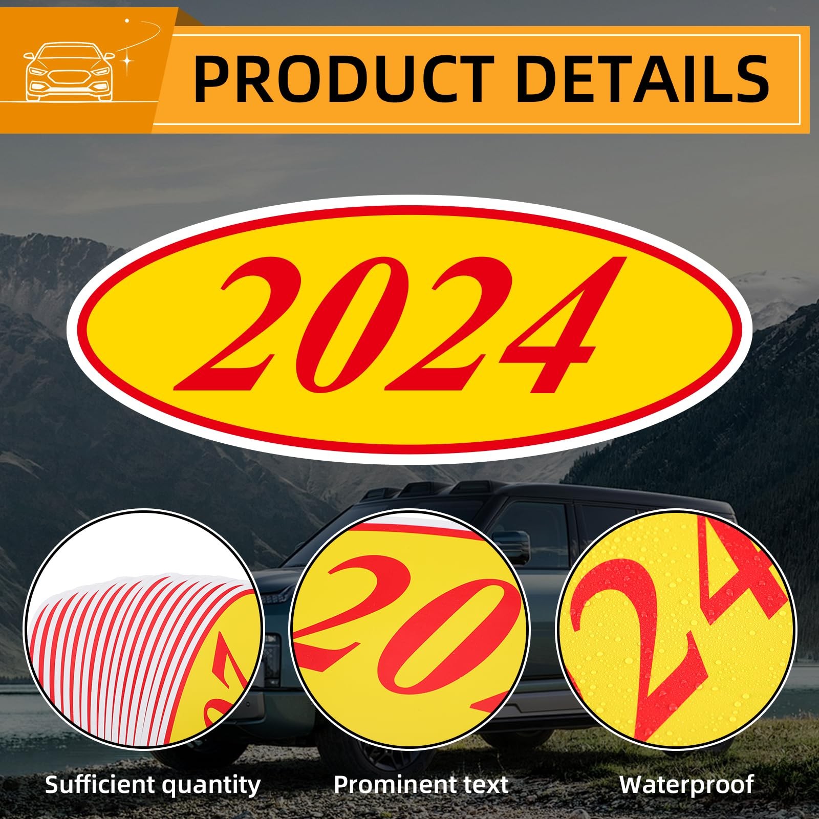 204 Pcs Oval Model Windshield Year Stickers Decals, 2008-2024 Large Oval Viny…