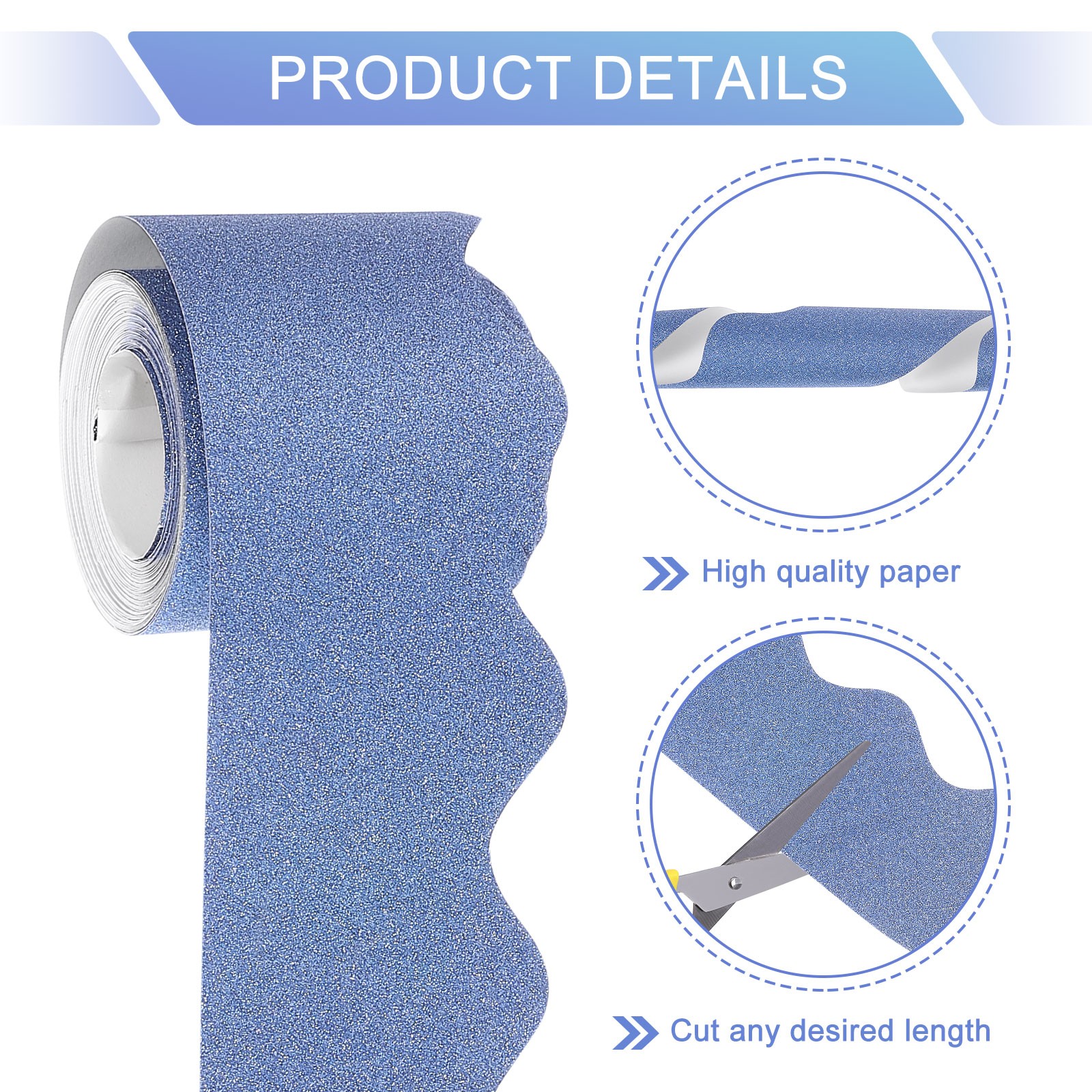 Bulletin Board Border, 32.8Ft x 2.24Inch Classroom Border Trim, Matte Blue