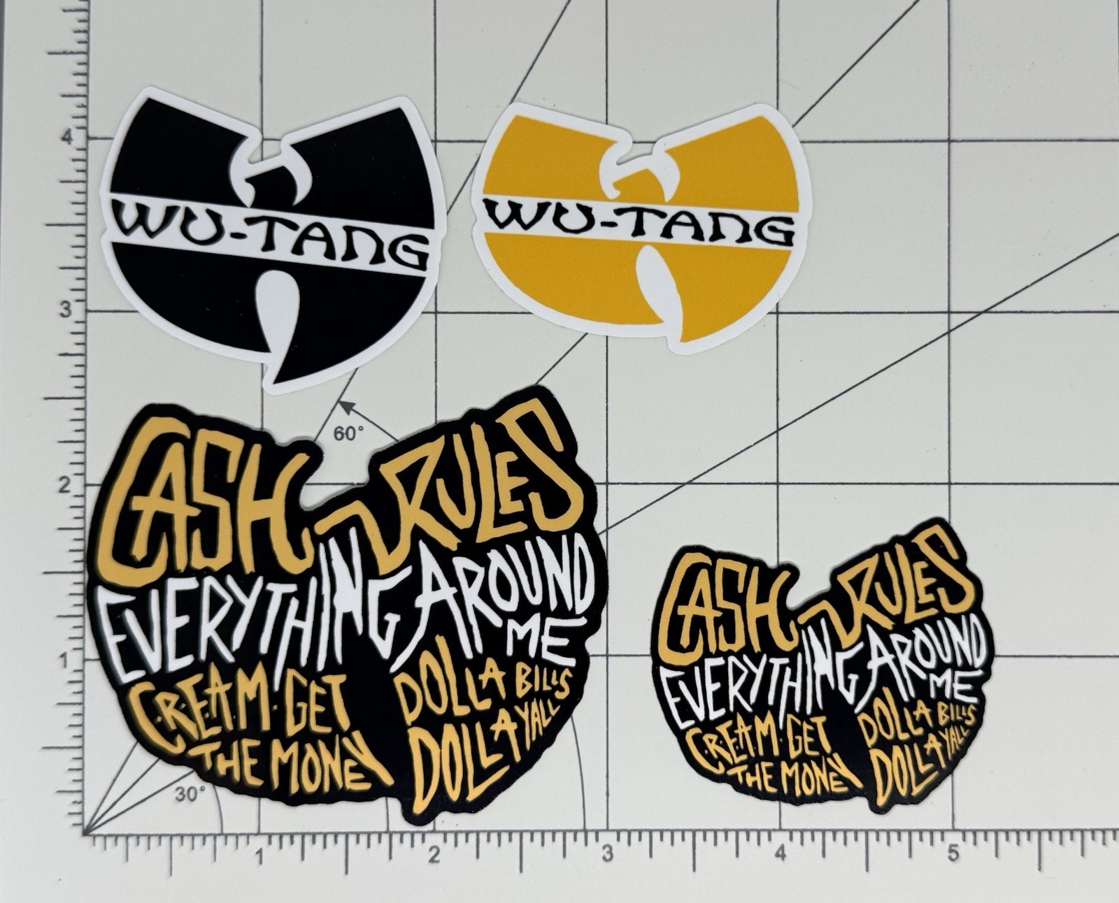 Wu Tang Clan Stickers Collage Set #2 And Logos, 4 Stickers